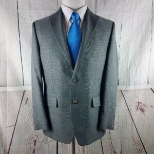 Lauren Ralph Lauren Black Label 40R 2 Buttn Gray Birdseye Suit Blazer Sp…
